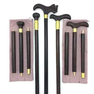 3 Pieces detachable hardwood hiking trekking pole alpenstock wooden wandelstok dragon wood walking cane stick handle foldable