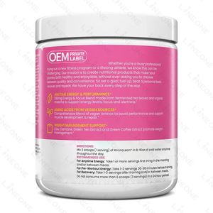 กรดอะมิโนแบบผงสำหรับออกกำลังกายก่อนผสมกาเฟอีนออกกําลังกายสำหรับผู้ชายและผู้หญิงฉลากส่วนตัว - Product Image 2