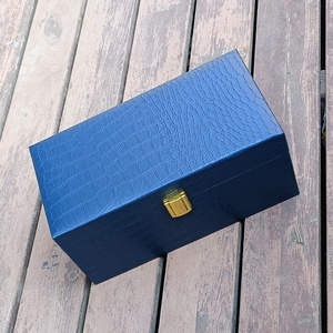 Scatola regalo personalizzata per vestiti scarpe cintura blu scatola a conchiglia di lusso in pelle sintetica - Product Image 3