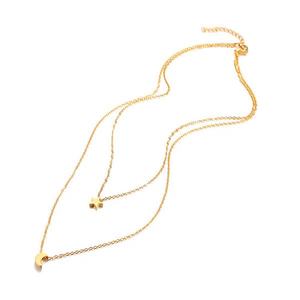Collares en capas con colgante de estrella y luna de acero inoxidable a la moda RU Francia - Product Image 3