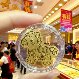 Autocollants pour téléphone portable en or 999 pur, nouvelle série pour l'année du Cheval, avec argent, adhésif au dos, 2 mg Conte - Product Image 6