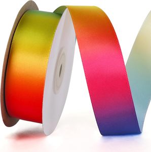 Ruban en satin imprimé par sublimation à double face, à points arc-en-ciel dégradés personnalisés, 1,5 pouce (4 cm), coloré, haute ténacité, 100% polyester - Product Image 1