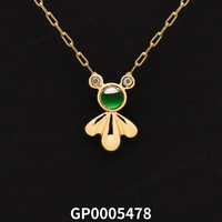 Pendentif Feuille de Paix Classique Unisexe en Or Véritable 18K avec Jadeite Vert Impérial et Perle Naturelle, Porte-Bonheur Enfant Inversé Éternel