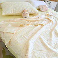Parure de lit quatre pièces en gaze double couche 100 % coton pur, motif dessin animé, plantes et fleurs, pour la chambre des bébés et des jeunes enfants
