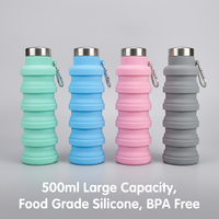 Bouteille d'eau écologique pour la salle de sport, la randonnée, les voyages, les sports, bouteille d'eau en silicone pliable pour adultes, réutilisable