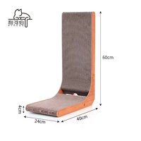Griffoir vertical combinable de luxe pour chat, en forme de L, avec balles de jeu intégrées pour chat, pour la protection des murs et des canapés (papier)