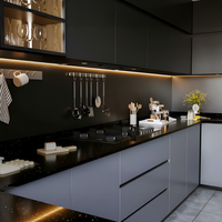 Ensemble d'armoires de cuisine de luxe en marbre ciel étoilé de Dubaï avec appareils électroménagers intégrés