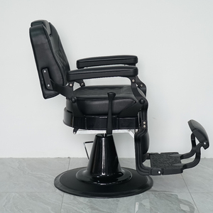Sillón <span class=keywords><strong>de</strong></span> Barbería Profesional para Peluquería, Moderno, Ajustable, Reclinable, Giratorio, Completamente Negro - Product Image 3