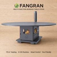 Poêle de table ronde Fangran 150Y 12kW, foyer à double combustible (pellets et bois) pour restaurant et réunions familiales 90m²