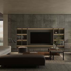 Meuble TV moderne de luxe mural pour salon avec support TV flottant, meuble en bois portable - Product Image 3