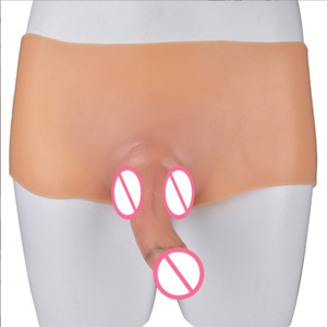 Silicone Leather Pants Solid Penis Female Wearable Masturbation Vaginal Anal Dual-use Orgasm Stick Sex Toy - Product Image 1