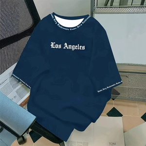 เสื้อยืดโอเวอร์ไซส์ผู้ชาย ผ้าเจอร์ซีย์คอตตอน 100% ลายพิมพ์ ระบายอากาศได้ดี แขนสั้น สวมใส่สบายๆ ในฤดูร้อน ปี 2025 - Product Image 5
