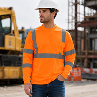 Camisetas de Trabajo de Seguridad Reflectantes para la Construcción con Logotipo Personalizado, Manga Larga, Secado Rápido, Tipo Birdseye, para Trabajadores Hombres, con Bolsillos