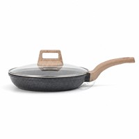 Caannasweis Wajan Penggorengan Aluminium Granit Anti Lengket, Wajan Telur Dadar, Kompatibel dengan Induksi, Bebas PFOA, Ringan (Abu-abu 26cm)
