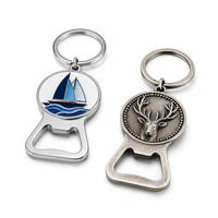 Porte-clés décapsuleur de bouteille de bière en métal noir mat personnalisé avec logo émaillé 2D 3D, modèle disponible, finition argent antique