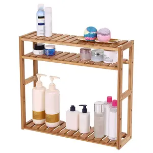 Bamboo Bathroom Shelf 3-Tier Adjustable Layer Rack Wall Mounted Utility Storage Organizer