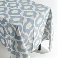 Nappe en coton et lin imprimée Ikat de 58 pouces, motif géométrique bohème, housse de table rectangulaire pour salle à manger, impression personnalisée