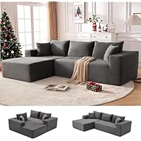 Sofá Seccional de Corduroy Estilo Nube, Tapizado, Modular, con Asiento Ajustable para Sala de Estar o Apartamento - Product Image 3