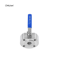 Válvula de bola de acero inoxidable SS316 tipo wafer con bridas delgadas, control manual italiano, estructura de control KLION DN100, engrosada, OEM ODM ISO 10 Bar