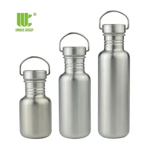 Lid Unbreakable Portable Single Wall Custom Logo Survival Bottle Stainless Steel Sustainable Eco Friendly Products 2022 Pure