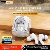 Écouteurs Bluetooth à affichage numérique transparents et étanches avec son stéréo bilatéral et étui de charge