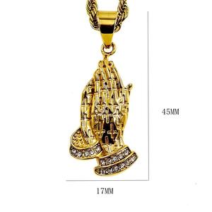 Позолоченный кулон из нержавеющей стали, религиозная бижутерия с крестом Иисуса Христа, ожерелье с двойной гравировкой молитвы - Product Image 3