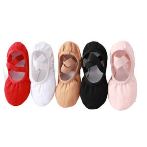 Chaussons de ballet pour filles, chaussons de ballet en toile, chaussons de ballet à semelle fendue en cuir pour enfants en bas âge, chaussures de danse - Product Image 1