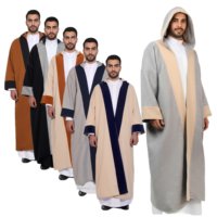 Jas Bisht Pria Berkualitas Tinggi Arab, Model Kasual Bolak-Balik untuk Musim Gugur dan Musim Dingin, Farwa Wintermantel, Mantel Sholat Ramah Lingkungan dari Bahan Poliester