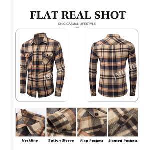 2025 hommes flanelle chemises Shackets décontracté boutonné Plaid hiver coton veste avec poches léger - Product Image 5