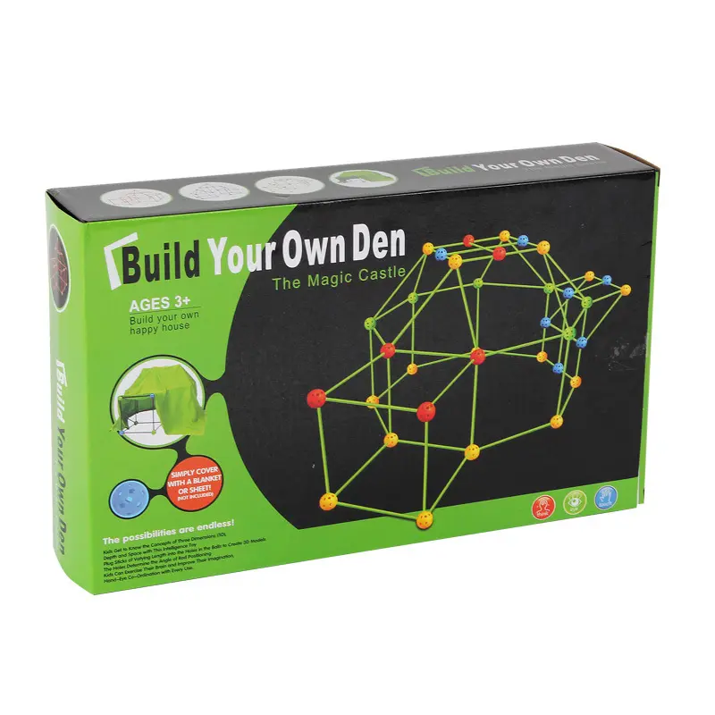 어린이 DIY 교육 퍼즐 장난감 비드 텐트 요새 빌딩 키트 빌딩 놀이방 실내 빌딩 블록