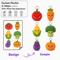 Porte-clés en peluche personnalisés, boîte mystère OEM ODM, mignons porte-clés en peluche en forme de légumes, 6 styles : tomate, carotte, maïs, brocoli, aubergine, vente en gros