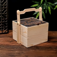 Boîtes de festival pour thé et nourriture, style chinois, en bois de pin de luxe, multi-niveaux, avec couvercle en brocart, poignée pliable, durables, artisanales et éco-responsables