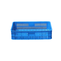 Caisse en plastique empilable bleue 605*415*145mm panier de roulement de légumes avec boîte de rangement logistique en maille fabriquée à partir de PP