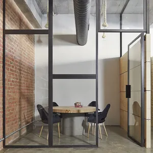 Современный дизайн, модульная двойная стеклянная алюминиевая перегородка для офиса с затвором