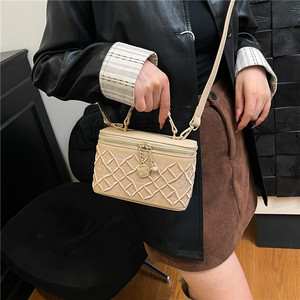 Sac à bandoulière carré en PU pour femme avec fermeture éclair, sac à bandoulière simple, trousse de maquillage pour femmes - Product Image 4