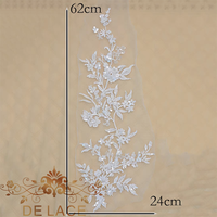 DELACE JB Simple Élégant Feuille Perlé Paillettes Patch Broderie Dentelle Applique Robe De Mariée DIY Fleur Paires