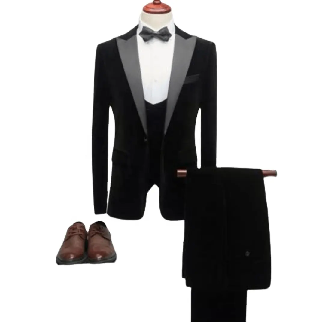 Luxury groom Wedding Suit 3-piece Male Blazers Slim Fit Suits For Men Costume Business Formal Party Black Classic