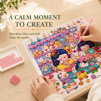 Kit de Peinture Diamant 5D KS Craft pour Petites Filles, Motif Poupée Rose de Dessin Animé, Scintillant, Bricolage, Décoration Maison