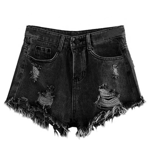 De las mujeres corte bolsillo rotos de Shorts pantalones cortos de mezclilla - Product Image 1