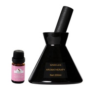 Diffuseur de parfum en verre unique avec bâtonnets, 7 oz, noir et bleu, pour huiles essentielles, vente en gros, marque privée