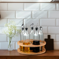 Étagère de rangement rotative double couche pour bouteilles d'assaisonnement de cuisine domestique Étagère de rangement en bois