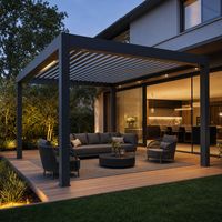 Aluminium-Motorpergola mit Fernbedienung Verstellbares Lamellendach Wasserdicht für Außenbereich Café Restaurant Garten Terrasse