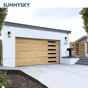 Sunnsky 공장 직접 판매 미국 오크 단단한 나무 전기 차고 문 제조 업체 관점 창