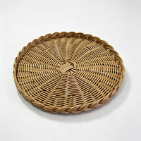 Set de table en rotin synthétique PP tressé à la main, marron, écologique, réutilisable, imperméable, résistant à la moisissure, diamètre 400 mm