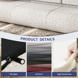 Divano Componibile in Tessuto Personalizzato, Compresso Sottovuoto, Pieghevole, Senza Struttura, in Schiuma 28D, Set di Mobili con Chaise Longue - Product Image 2