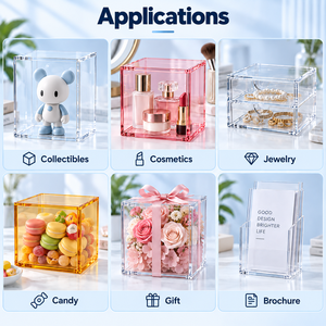 Custom Transparent Acrylic Modern Minimalist Storage Box <strong>Clear</strong> Cube Organizer Display <strong>Container</strong> with Protection for Home Office - Product Image 3