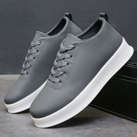 Chaussures de sport décontractées légères pour hommes en cuir PU, style polyvalent, basses, noires, antidérapantes, printemps été automne