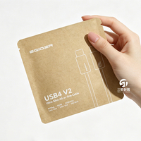 Bolsas de Embalaje Personalizadas de Papel Kraft para Cables Tipo-C |   Bolsas con Cierre Deslizante de 3 Lados para Accesorios Electrónicos