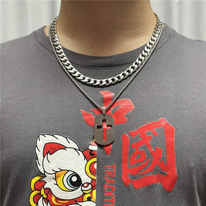 Stainless Steel Hollow <b>Cross</b> Pendant Men's Necklace Geometric Themed Gift 12028 - Product Image 3