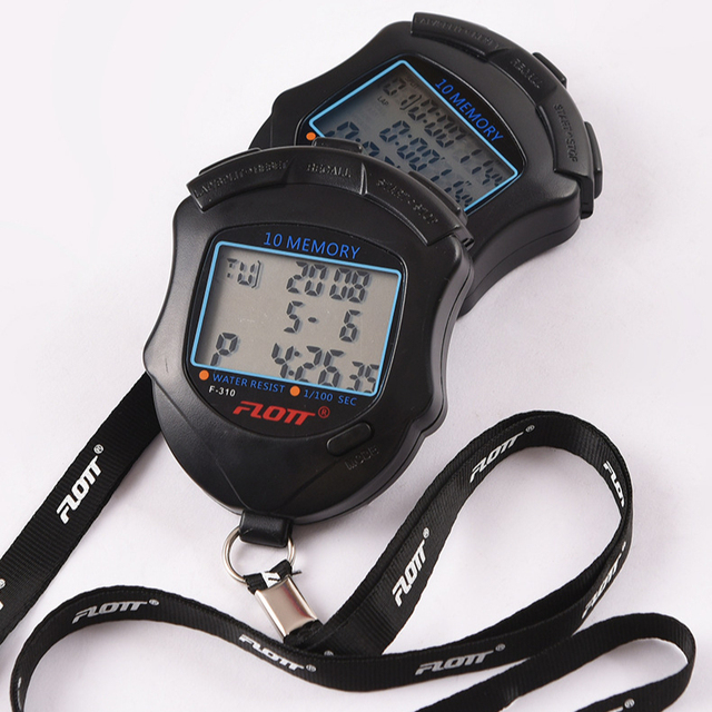 10 Memory Electronic Handheld LCD Chronograph Sports Stopwatch Timer Professional Stopwatch